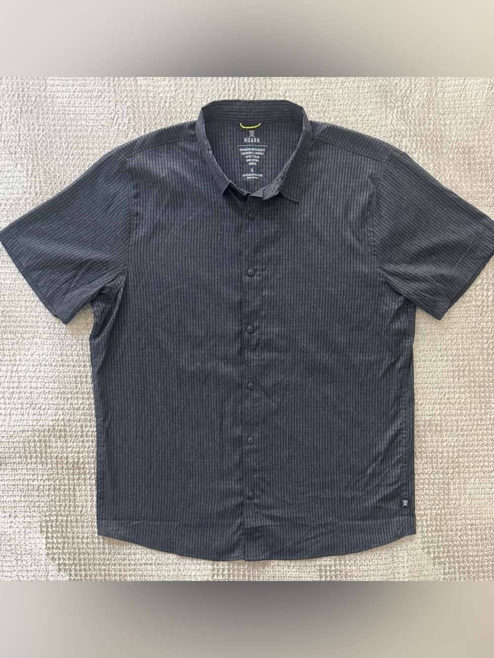 Roark Bless Up Shirt Men L Black Micro Stripe HOLEYTECH Quick Dry RW534